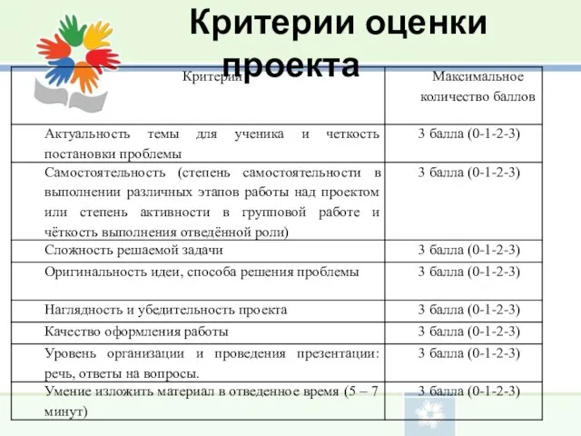 Критерии оценки проекта