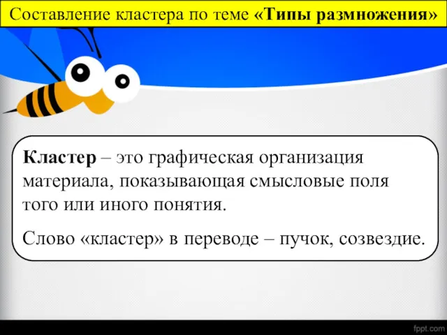 Кластер – это графическая организация материала, показывающая смысловые поля того