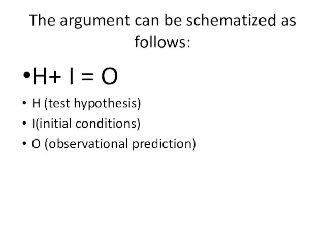 The argument can be schematized as follows: H+ I =