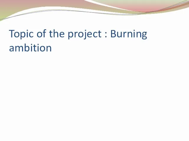 Topic of the project : Burning ambition