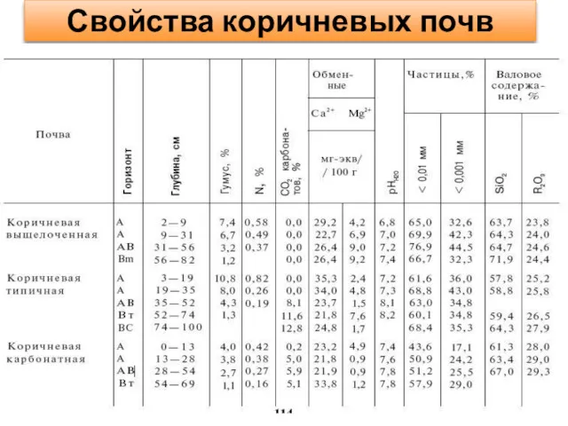 Свойства коричневых почв