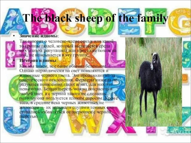 The black sheep of the family Значение идиомы: Так говорят