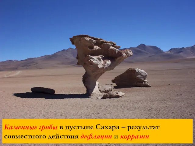 Каменные грибы в пустыне Сахара – результат совместного действия дефляции и корразии