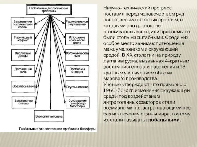 Научно-технический прогресс поставил перед человечеством ряд новых, весьма сложных проблем,