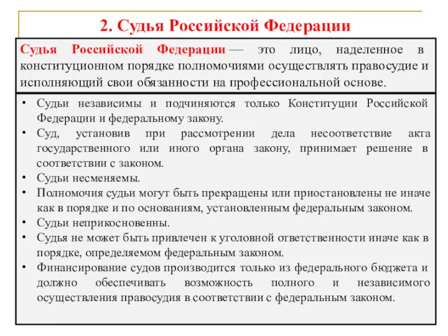 Судья Российской Федерации — это лицо, наделенное в конституционном порядке