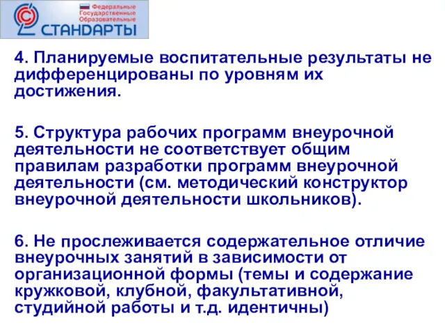 4. Планируемые воспитательные результаты не дифференцированы по уровням их достижения.