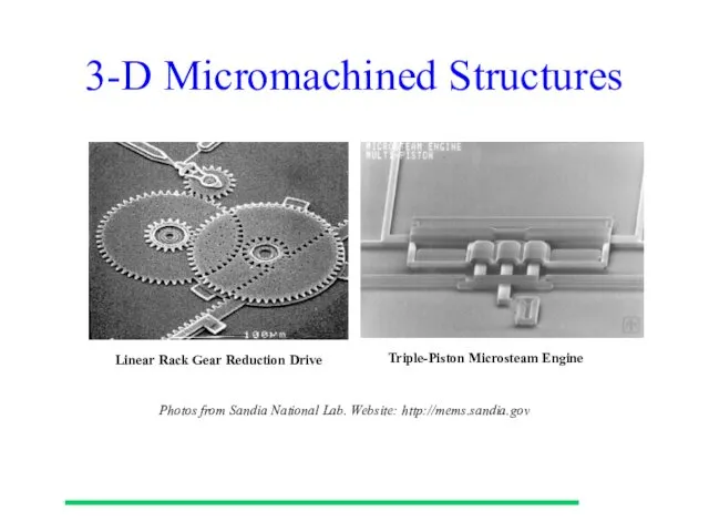 3-D Micromachined Structures Linear Rack Gear Reduction Drive Triple-Piston Microsteam