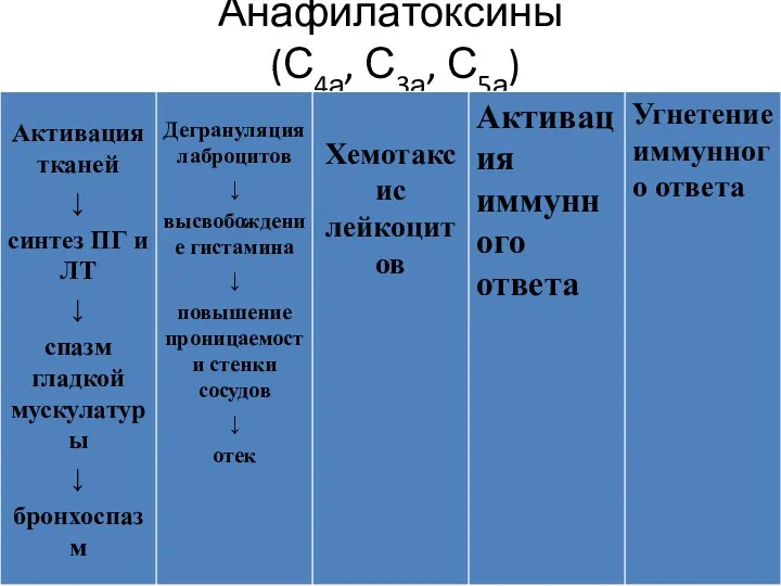 Анафилатоксины (С4а, С3а, С5а)