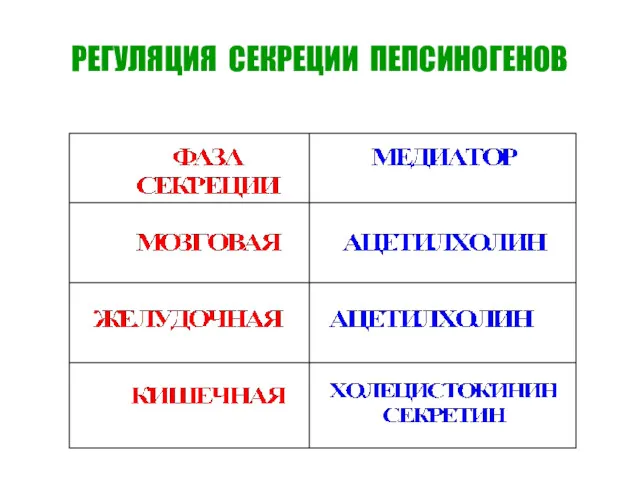 РЕГУЛЯЦИЯ СЕКРЕЦИИ ПЕПСИНОГЕНОВ