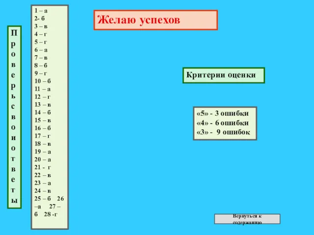 Проверь свои отве ты 1 – а 2- б 3