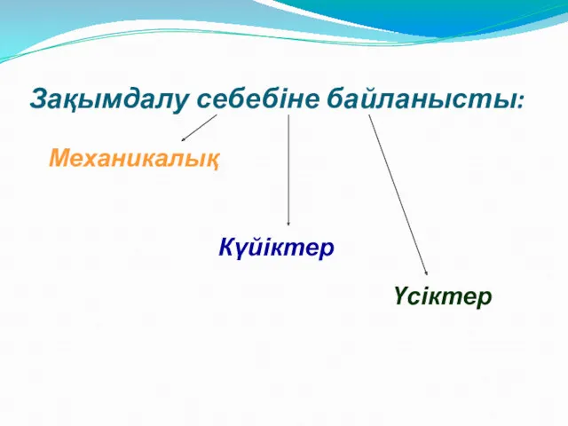 Зақымдалу себебіне байланысты: Механикалық Күйіктер Үсіктер