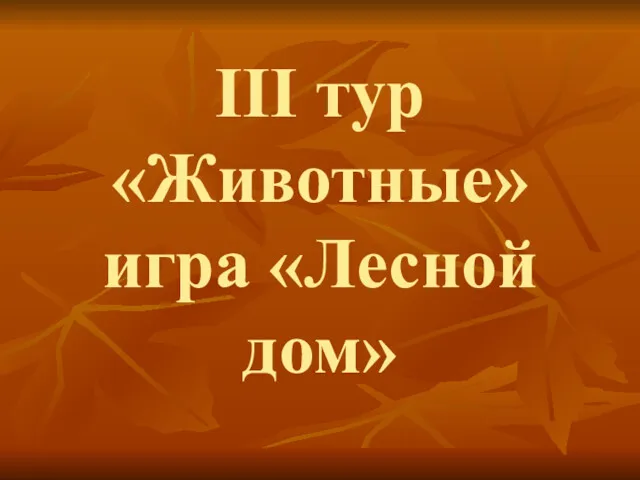 III тур «Животные» игра «Лесной дом»