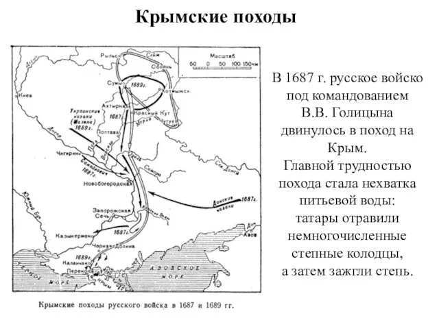 Крымские походы В 1687 г. русское войско под командованием В.В.