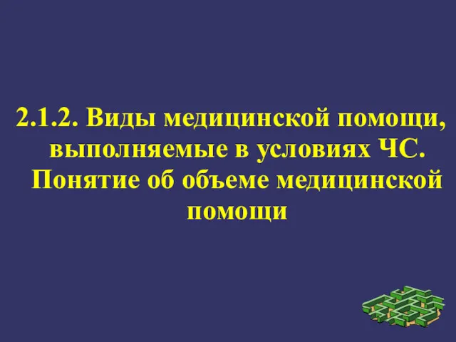 2.1.2. Виды медицинской помощи, выполняемые в условиях ЧС. Понятие об объеме медицинской помощи