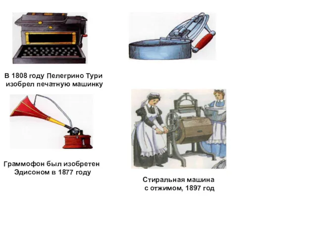 В 1808 году Пелегрино Тури изобрел печатную машинку Граммофон был
