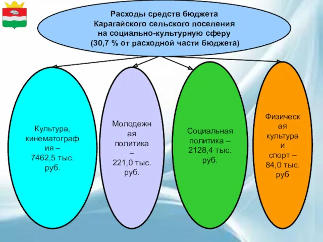 Расходы средств бюджета Карагайского сельского поселения на социально-культурную сферу (30,7