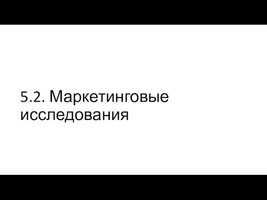 5.2. Маркетинговые исследования