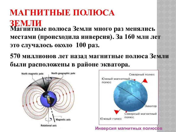 МАГНИТНЫЕ ПОЛЮСА ЗЕМЛИ Магнитные полюса Земли много раз менялись местами