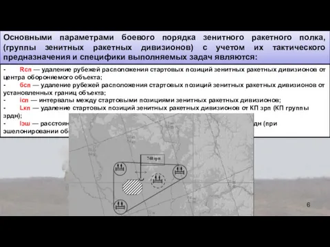 Основными параметрами боевого порядка зенитного ракетного полка, (группы зенитных ракетных