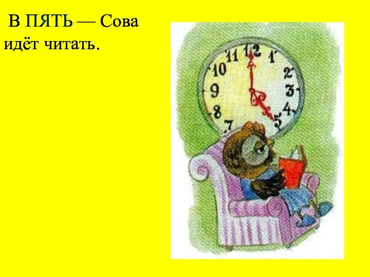 В ПЯТЬ — Сова идёт читать.