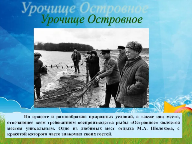 Урочище Островное По красоте и разнообразию природных условий, а также