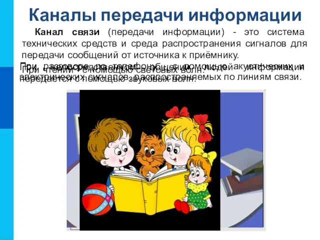 Каналы передачи информации Канал связи (передачи информации) - это система