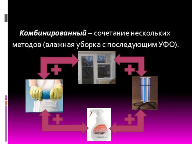 Комбинированный – сочетание нескольких методов (влажная уборка с последующим УФО).