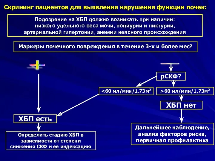 Дальнейшее наблюдение, анализ факторов риска, первичная профилактика Скрининг пациентов для