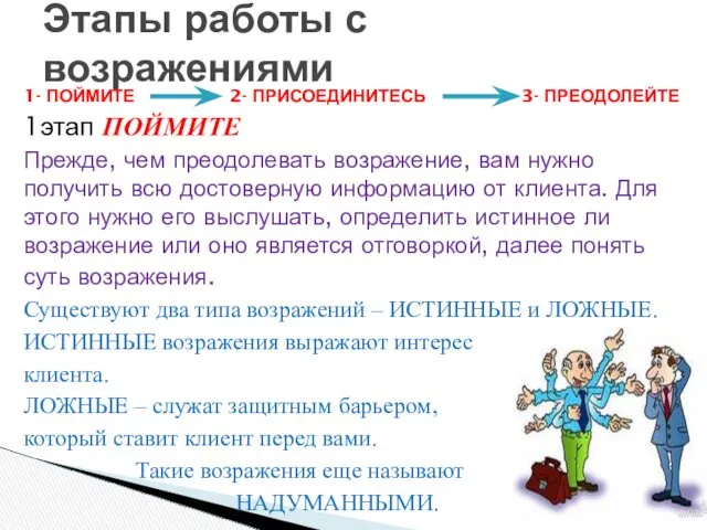 1- ПОЙМИТЕ 2- ПРИСОЕДИНИТЕСЬ 3- ПРЕОДОЛЕЙТЕ 1этап ПОЙМИТЕ Прежде, чем