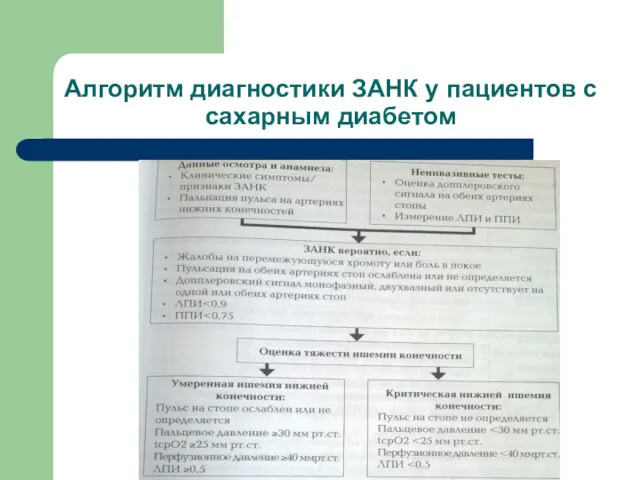 Алгоритм диагностики ЗАНК у пациентов с сахарным диабетом