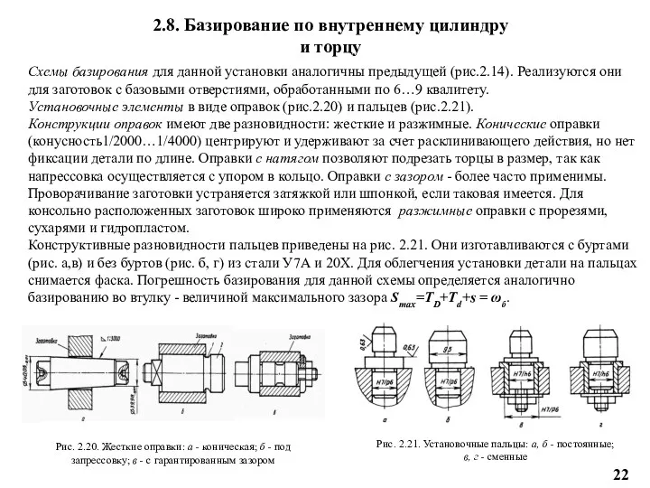 2.8. Базирование по внутреннему цилиндру и торцу Схемы базирования для