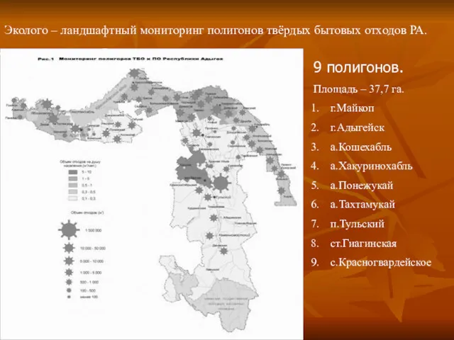 Эколого – ландшафтный мониторинг полигонов твёрдых бытовых отходов РА. 9