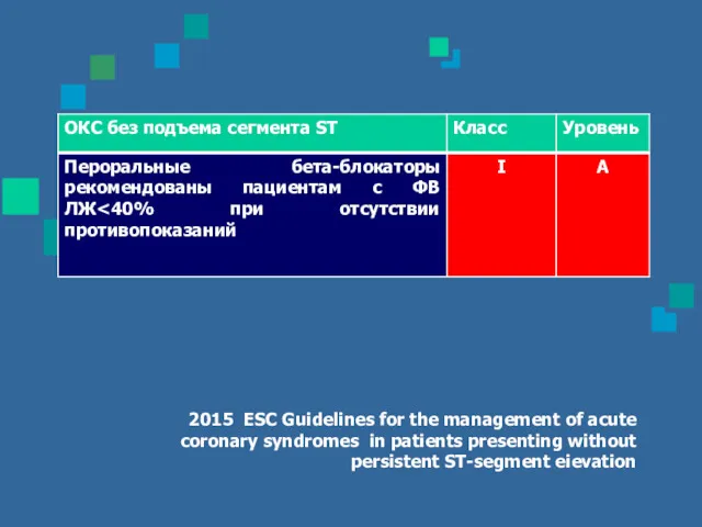 Статины и ОКС 2015 ESC Guidelines for the management of acute coronary syndromes