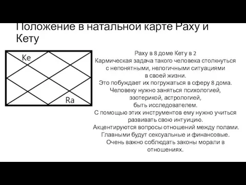 Положение в натальной карте Раху и Кету Раху в 8 доме Кету в