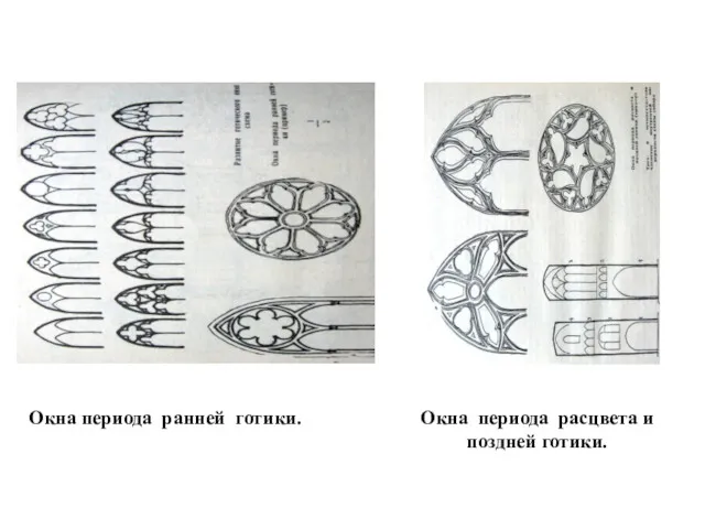 Окна периода ранней готики. Окна периода расцвета и поздней готики.