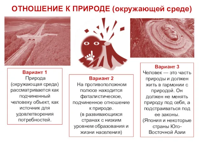 ОТНОШЕНИЕ К ПРИРОДЕ (окружающей среде) Вариант 1 Природа (окружающая среда)