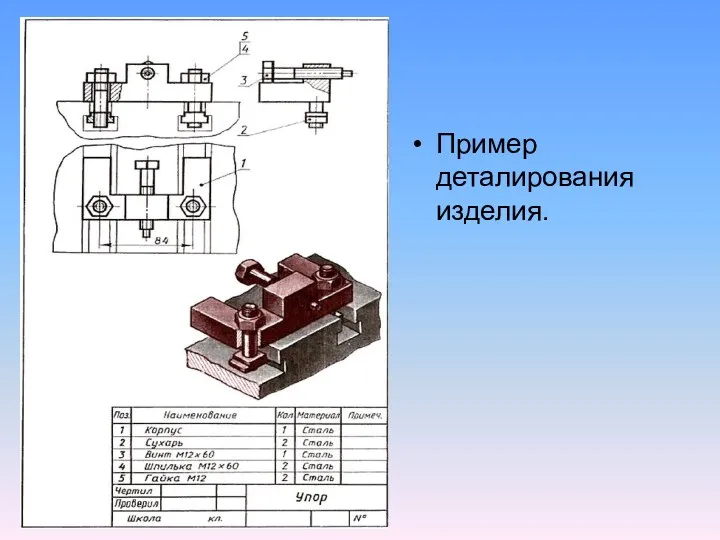 Пример деталирования изделия.