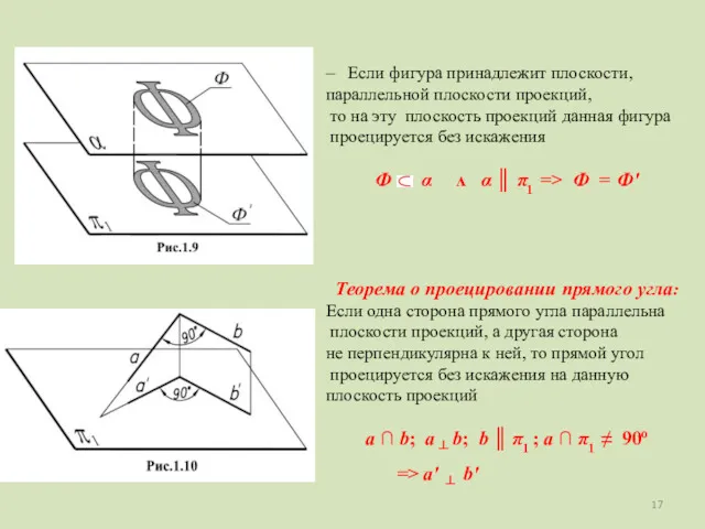 – Если фигура принадлежит плоскости, параллельной плоскости проекций, то на