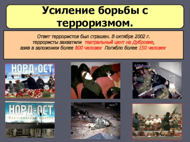 Усиление борьбы с терроризмом. Ответ террористов был страшен. В октябре 2002 г. террористы