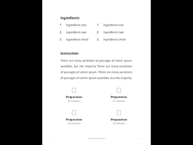 * www.yourwebsite.com 15 minutes Preparation 15 minutes Preparation 15 minutes