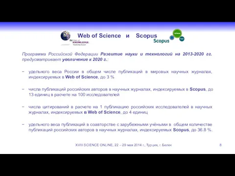 Web of Science и Scopus Программа Российской Федерации Развитие науки