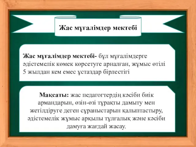 Жас мұғалімдер мектебі Жас мұғалімдер мектебі- бұл мұғалімдерге әдістемелік көмек