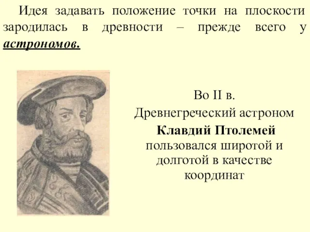 Во II в. Древнегреческий астроном Клавдий Птолемей пользовался широтой и