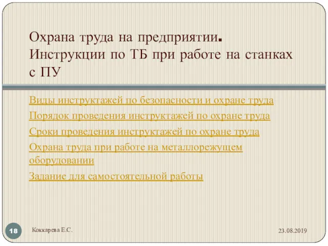 Охрана труда на предприятии. Инструкции по ТБ при работе на