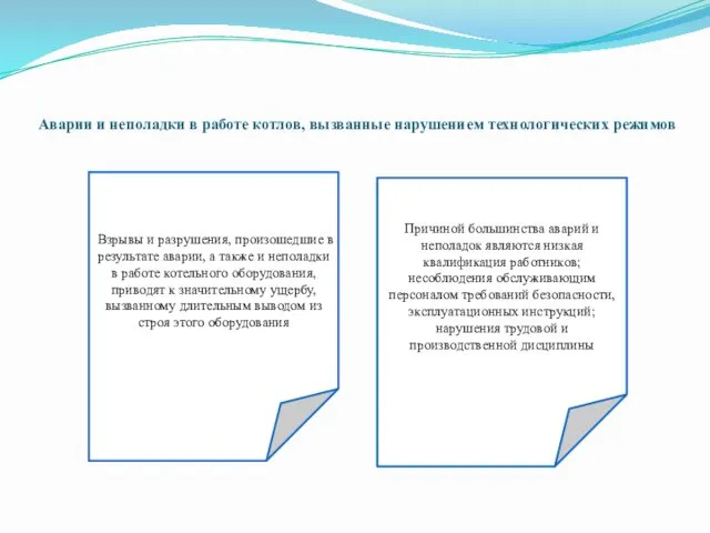 Аварии и неполадки в работе котлов, вызванные нарушением технологических режимов