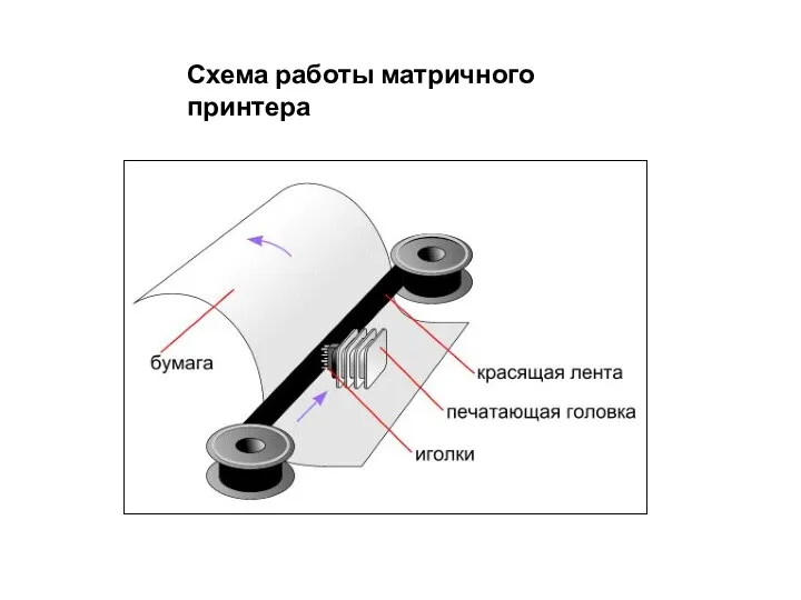 Схема работы матричного принтера