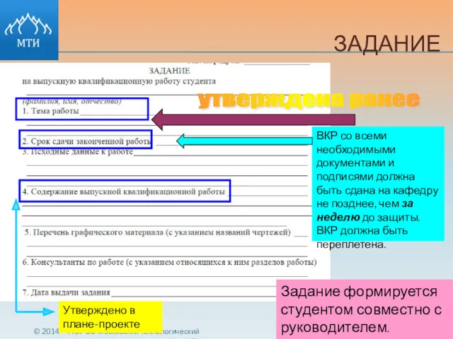 ЗАДАНИЕ © 2014 НОУ ВО Московский технологический институт утверждена ранее