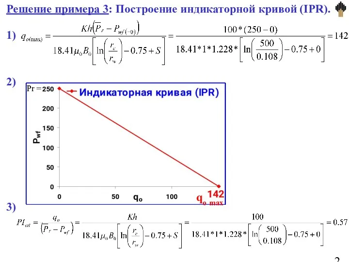 Решение примера 3: Построение индикаторной кривой (IPR). 1) 2) 3)