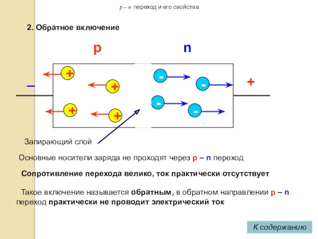 p – n переход и его свойства + _ 2.