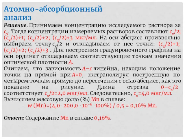 Решение. Принимаем концентрацию исследуемого раствора за сх. Тогда концентрации измеряемых